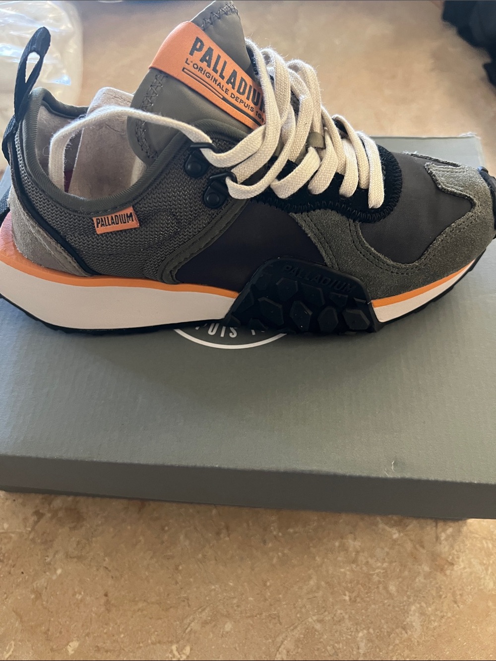 Palladium Grey and Orange Casual Trainer Troop Runner